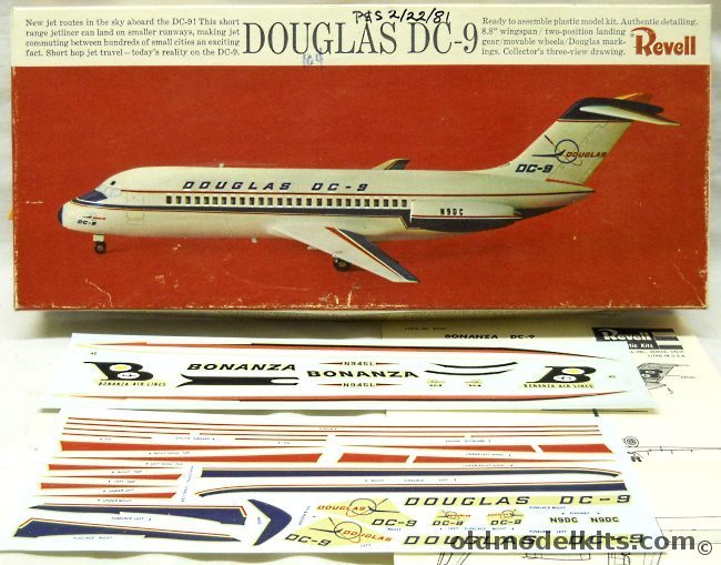 Revell 1/120 Douglas DC-9 - N9DC Prototype Or Bonanza Air Lines, H246-100 plastic model kit
